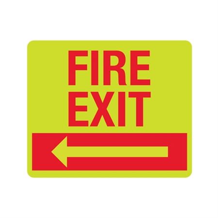Luminescent Fire Exit (Left Arrow) 10"x12" Sign